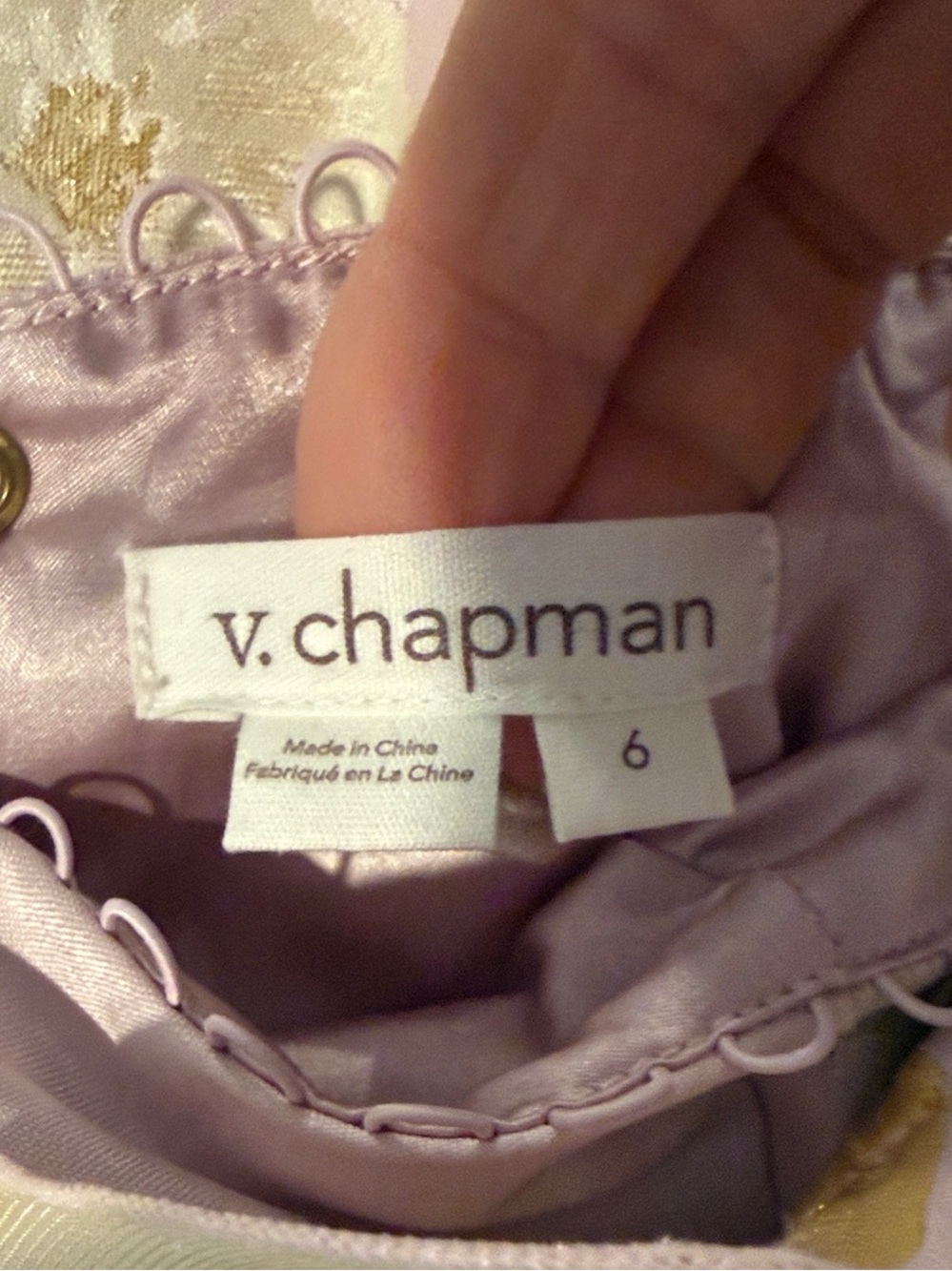 V. Chapman “Avignon” dress in light lilac baroque floral (appears pink) 6 - Picture 3 of 4